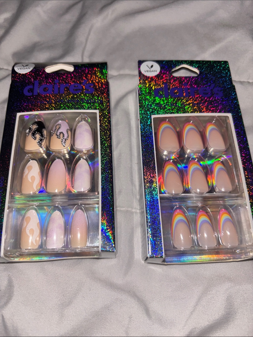Claire’s 24 Faux Nails Multicolor Design-Glue Included(Brand New)